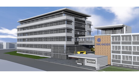 ケーザー・コンプレッサー社の新管理棟断面図のコンピュータアニメーション