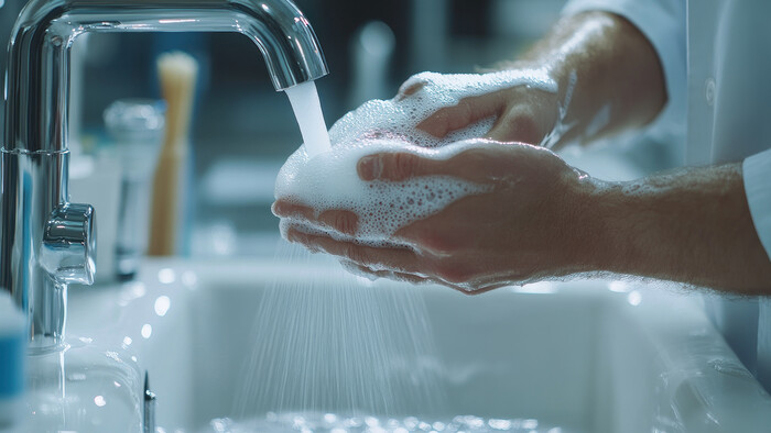 手洗い用の温水は、コンプレッサーの排熱再利用により生成されます。